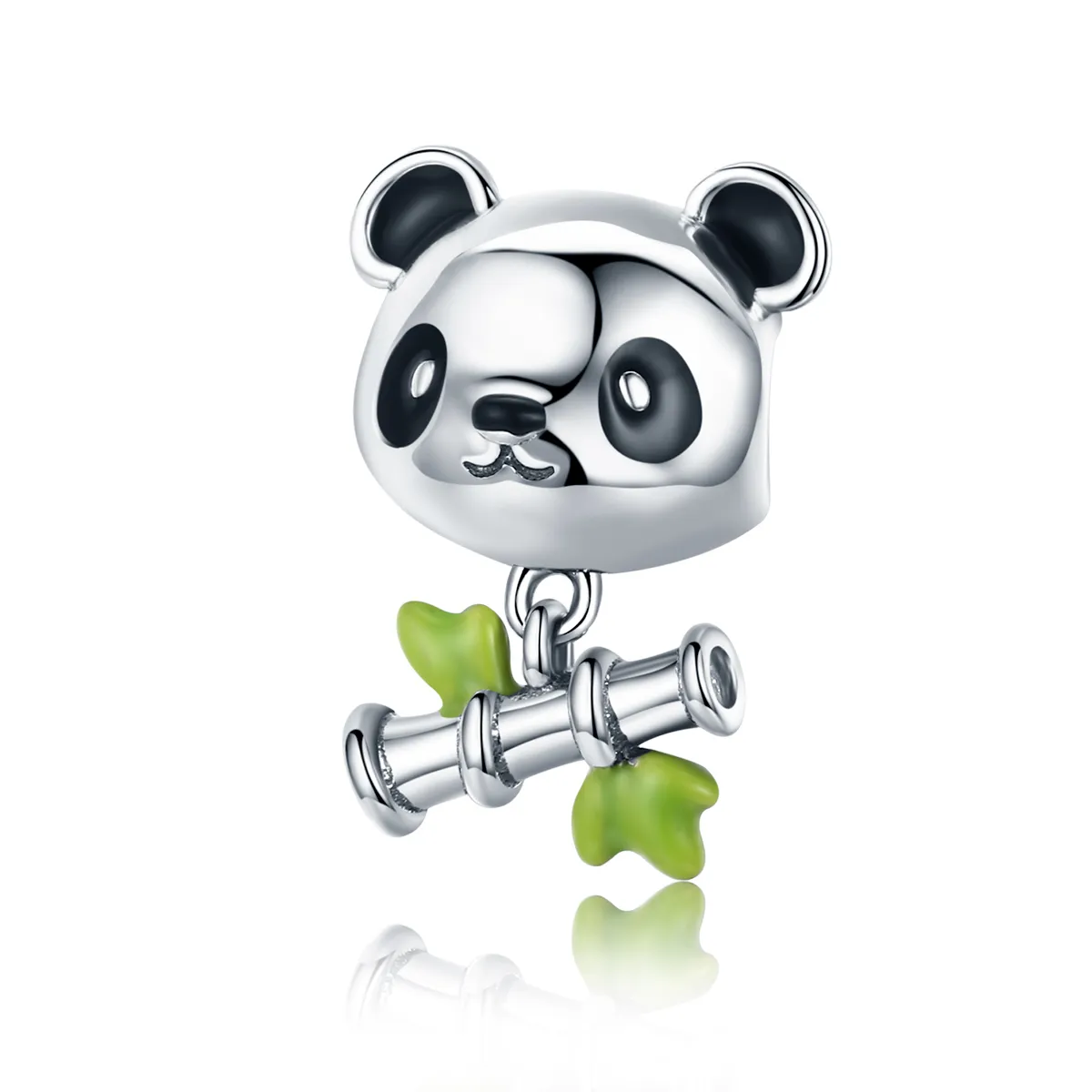 Pandora Style Silver Panda Loves to Eat Bamboo Charm - SCC325