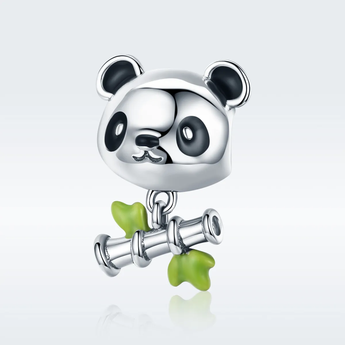 Pandora Style Silver Panda Loves to Eat Bamboo Charm - SCC325
