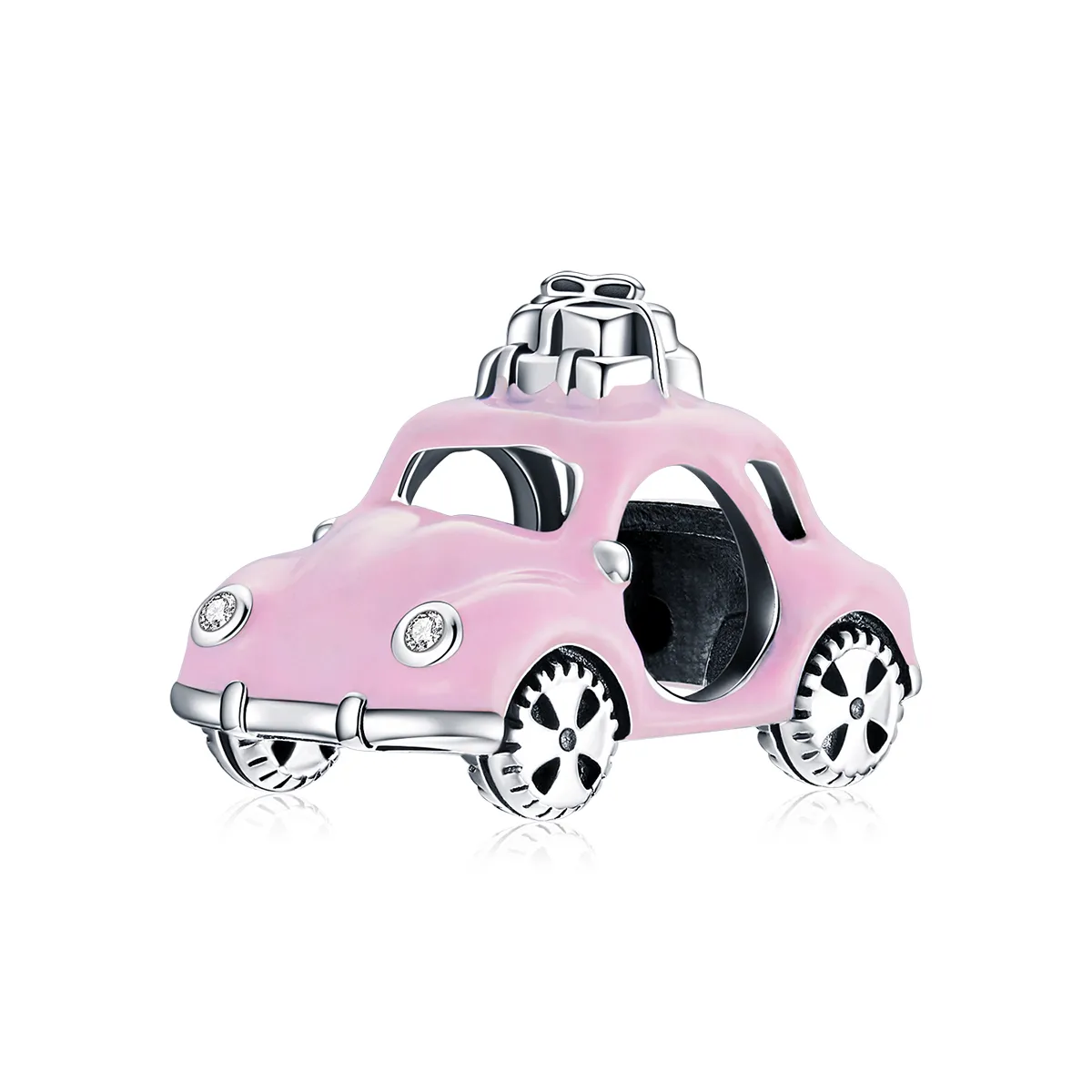 Pandora Style Silver Pink Car Charm - SCC1738