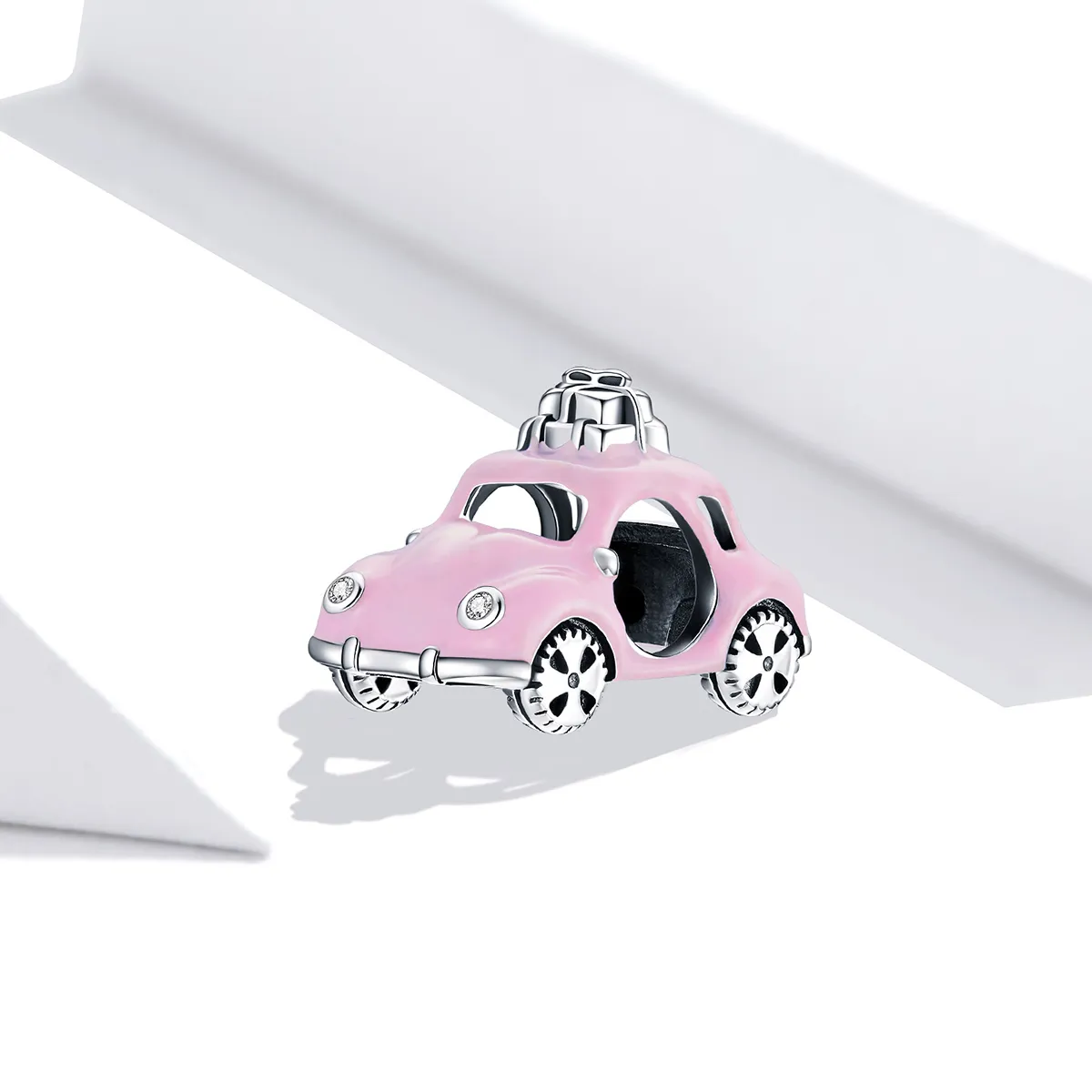 Pandora Style Silver Pink Car Charm - SCC1738