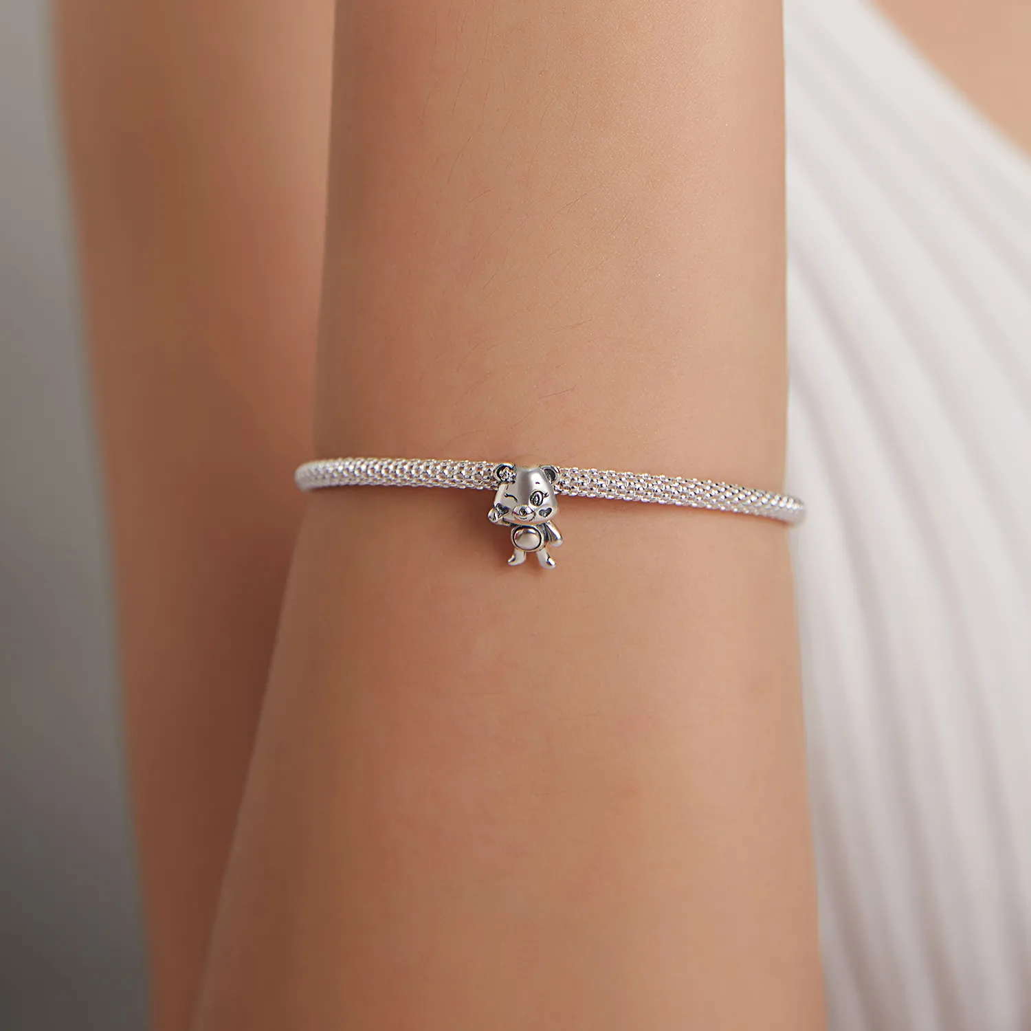 Pandora Style Silver Playful Bear Charm - SCC1870