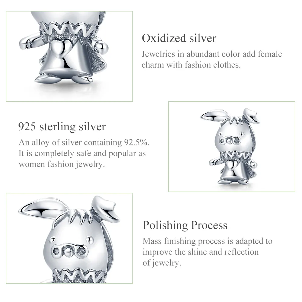 Pandora Style Silver Playful Rabbit Charm - SCC1867