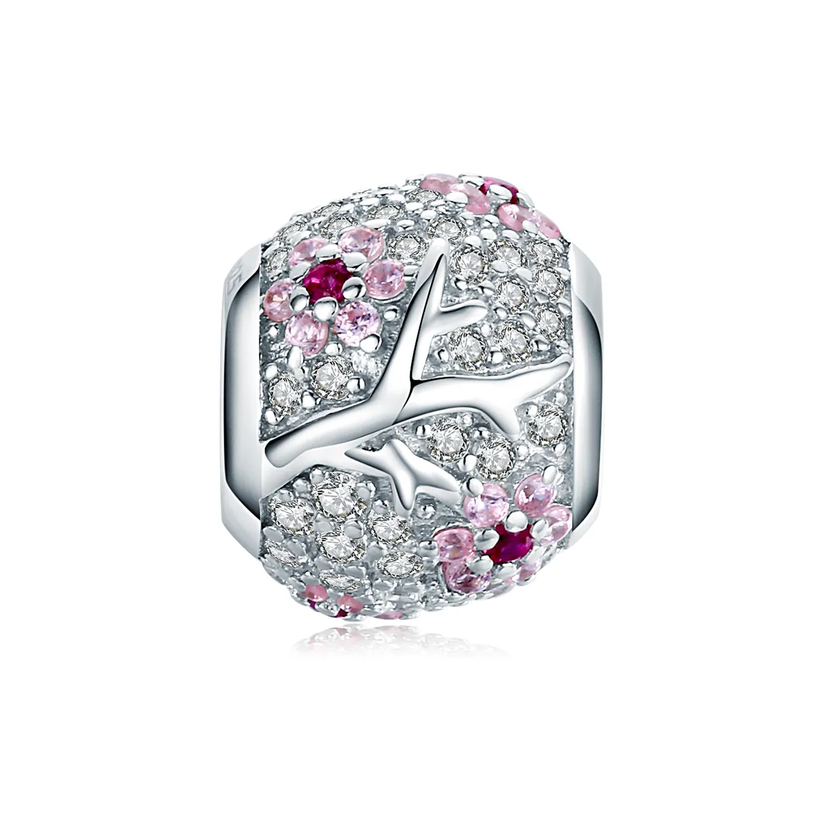 Pandora Style Silver Plum Blossom Charm - BSC153