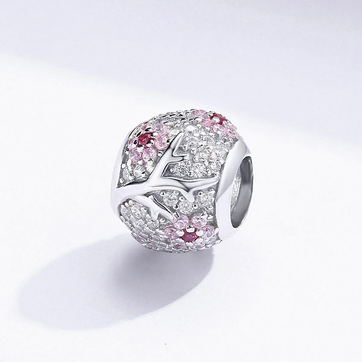 Pandora Style Silver Plum Blossom Charm - BSC153