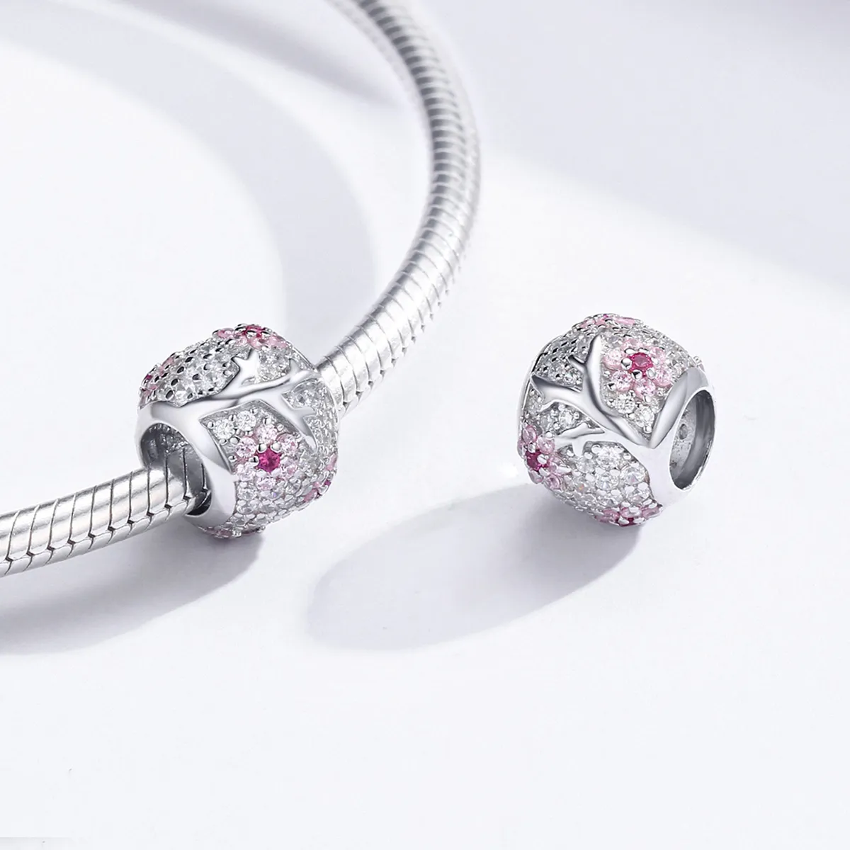 Pandora Style Silver Plum Blossom Charm - BSC153