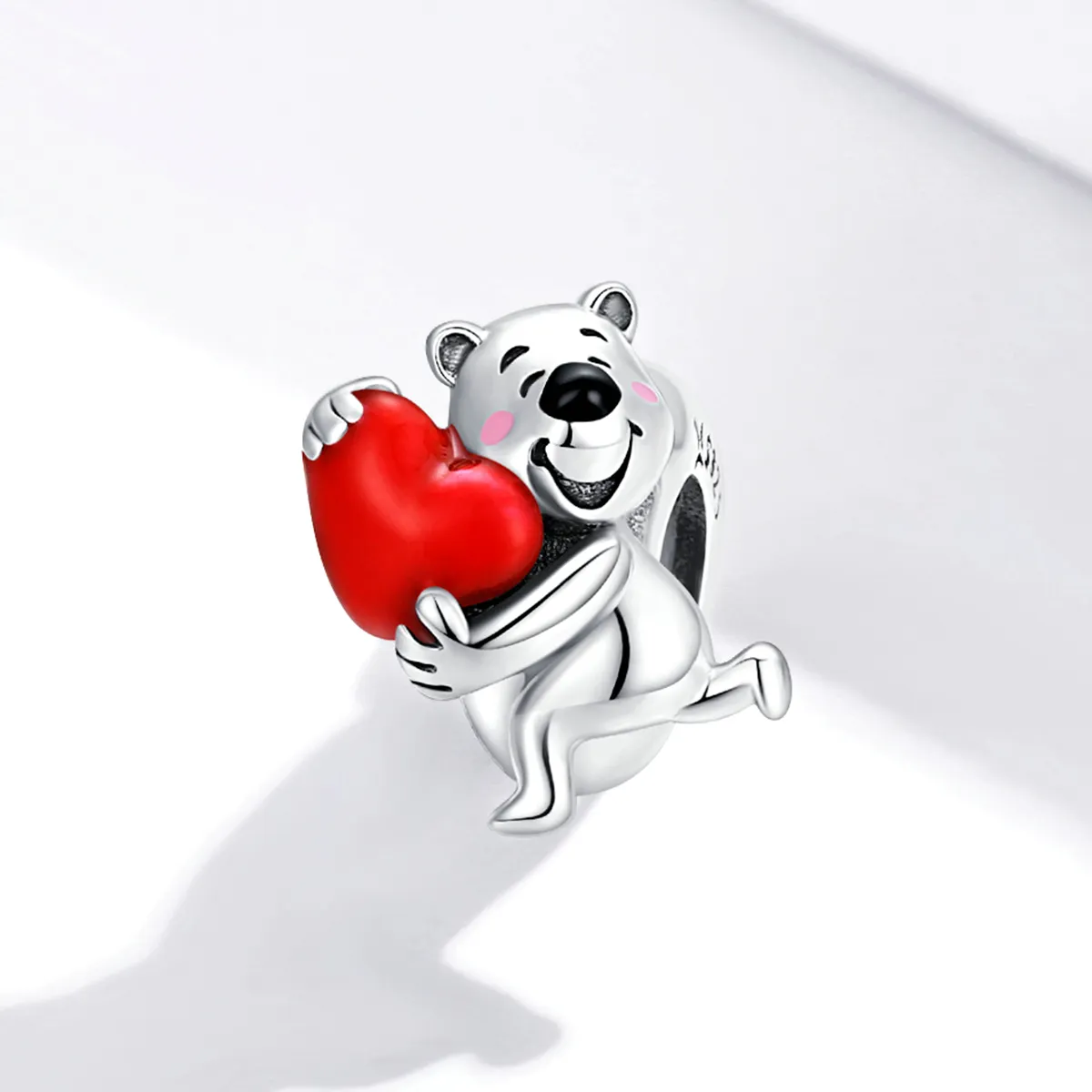 Pandora Style Silver Polar Bear With Heart Charm - SCC1610