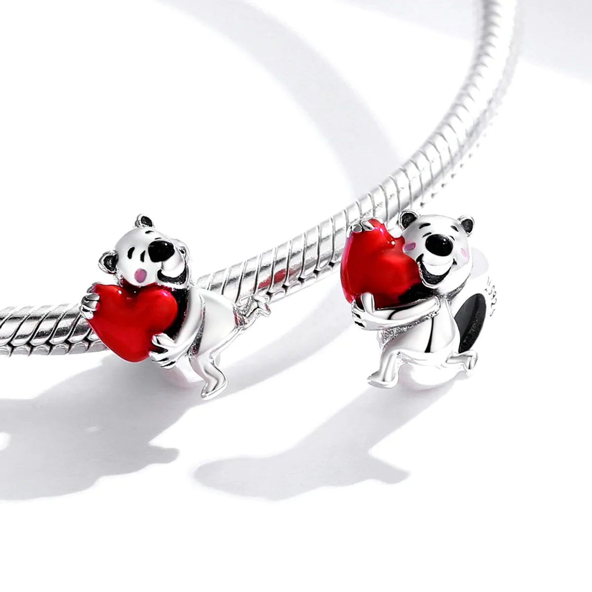 Pandora Style Silver Polar Bear With Heart Charm - SCC1610