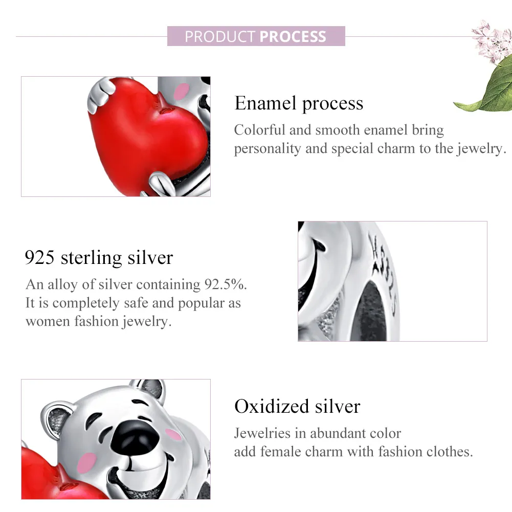 Pandora Style Silver Polar Bear With Heart Charm - SCC1610