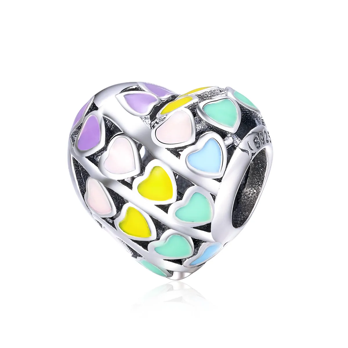 Pandora Style Silver Rainbow Heart Charm - SCC902