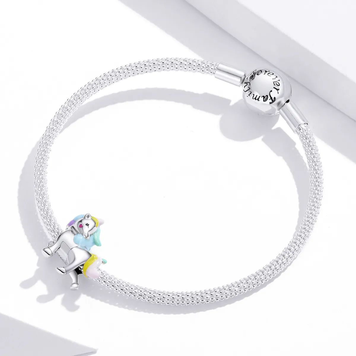 Pandora Style Silver Rainbow unicorn Charm SCC1500