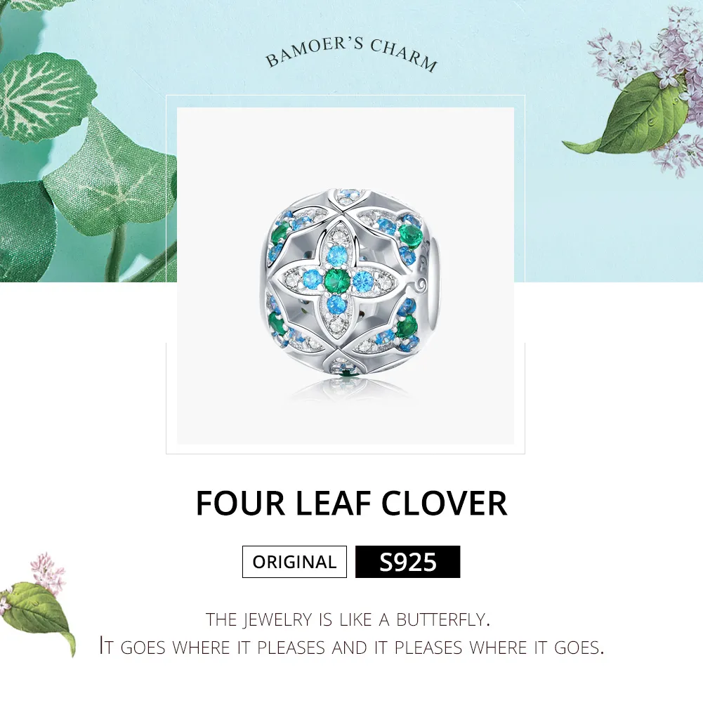 Pandora Style Silver Shamrock Charm - BSC115