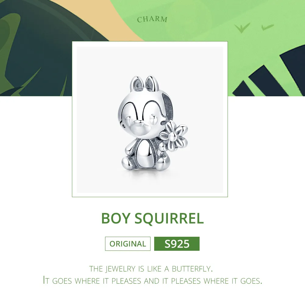 Pandora Style Silver Squirrel Boy Charm - SCC1868