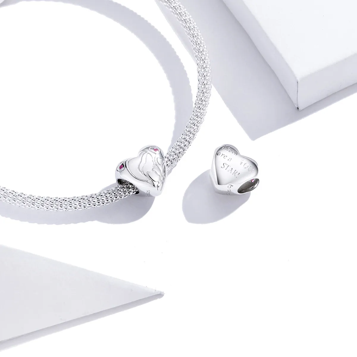 Pandora Style Silver Star In Love Charm - BSC216