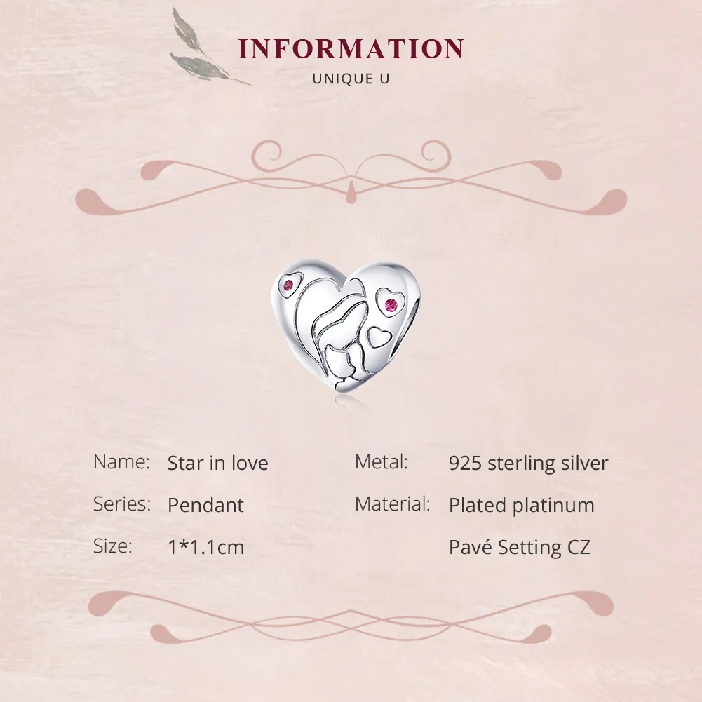 Pandora Style Silver Star In Love Charm - BSC216