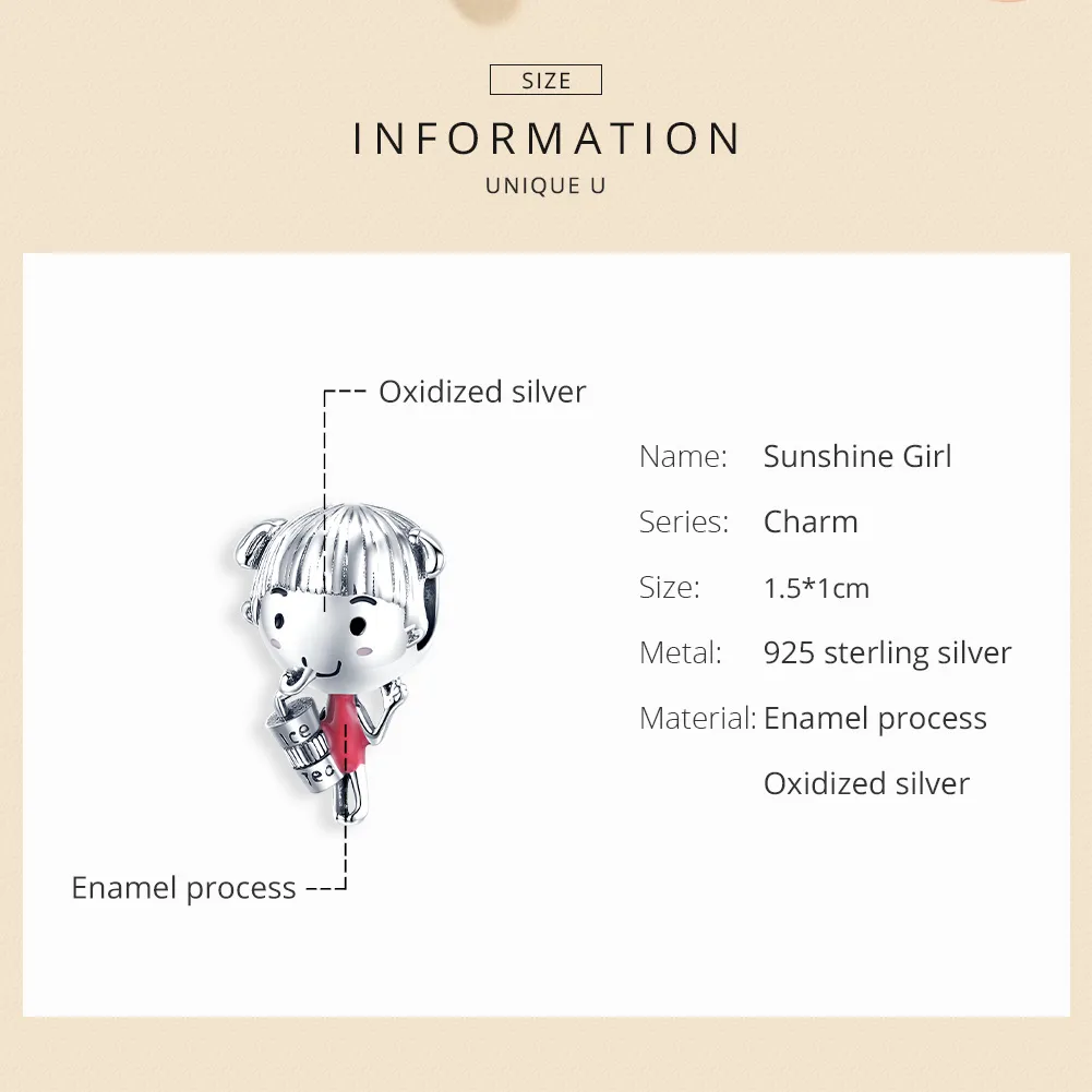 Pandora Style Silver Sunshine Girl Charm - SCC1525