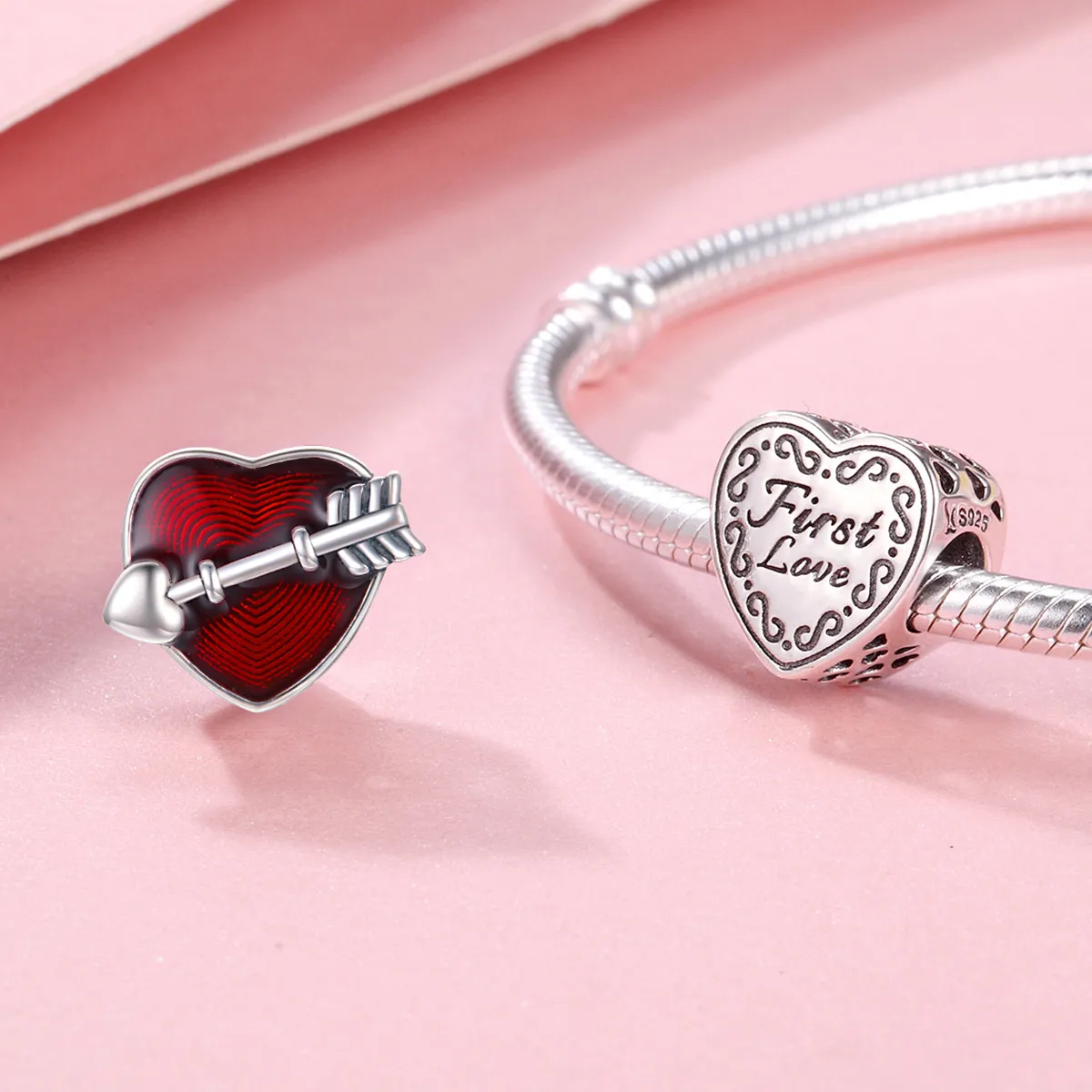 Pandora Style Silver Valentine'S Day First Love Charm - SCC480