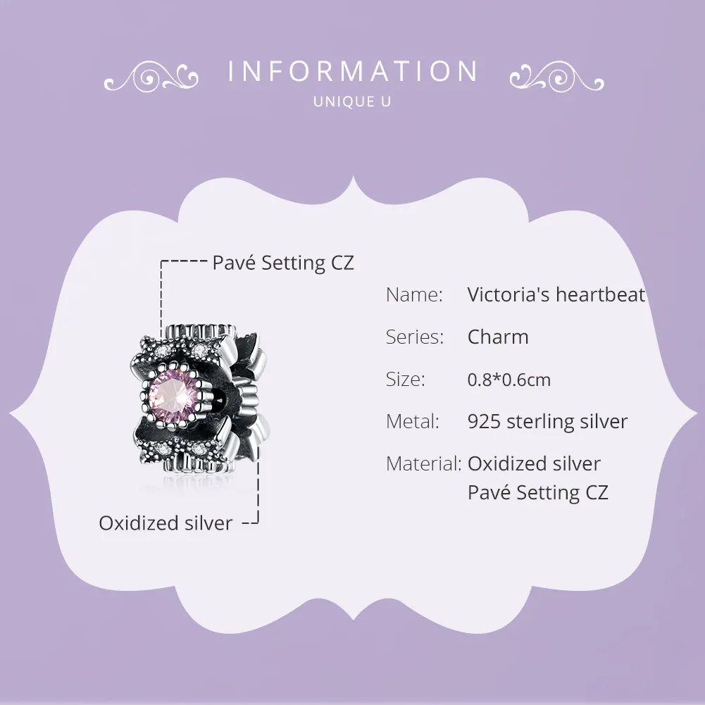 Pandora Style Silver Victoria'S Heartbeat Charm - SCC1784