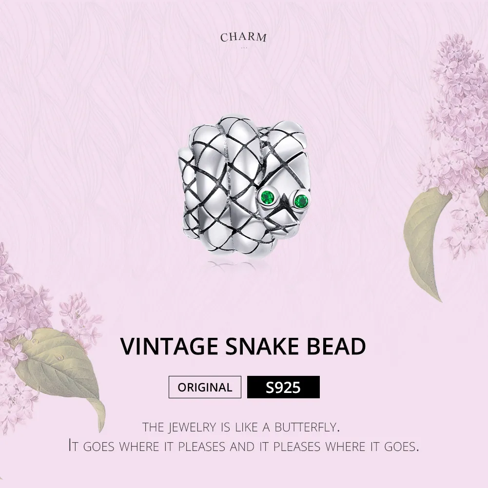 Pandora Style Silver Vintage Snake Charm - SCC1770