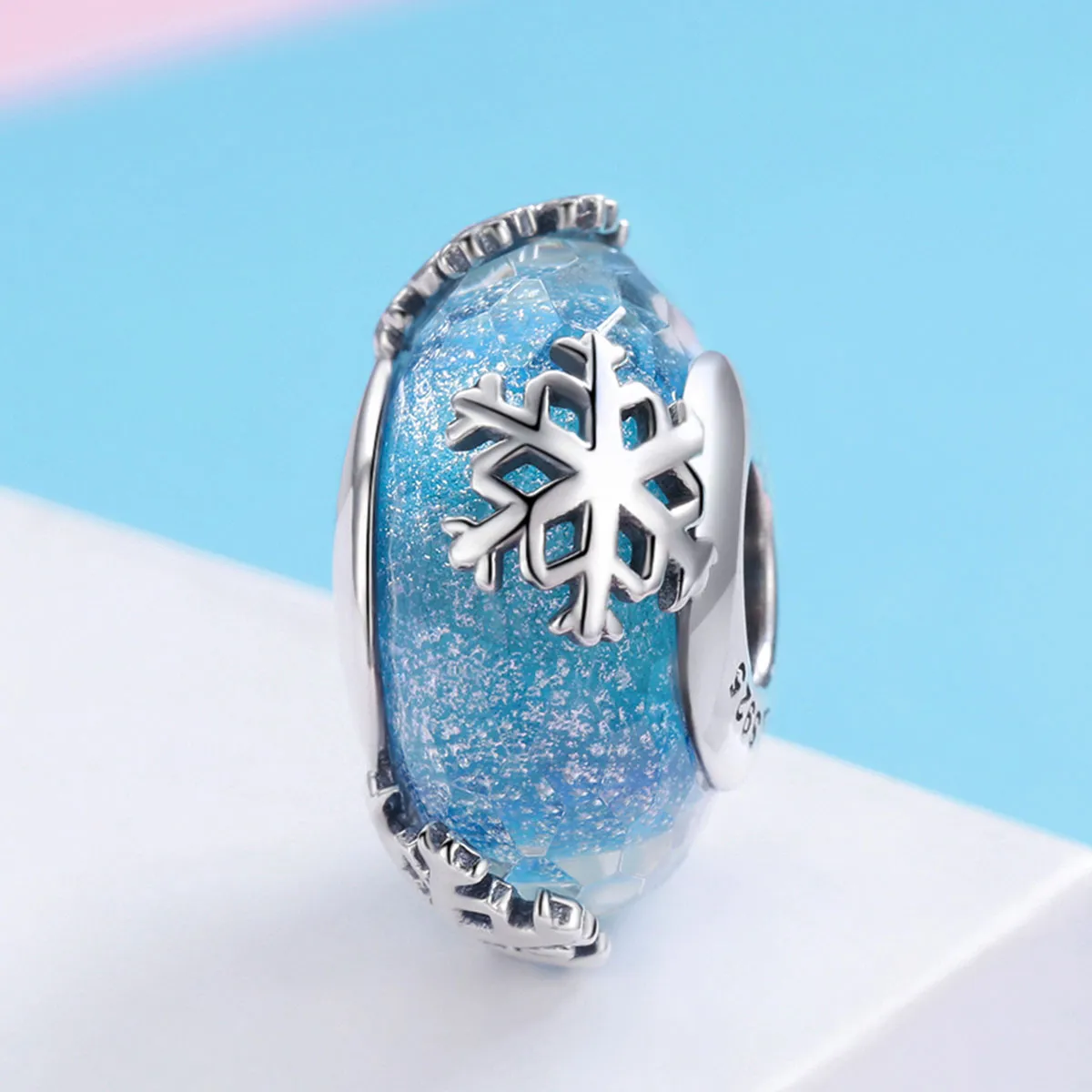 Pandora Style Silver Winter Frozen Snowflakes Charm - SCC862