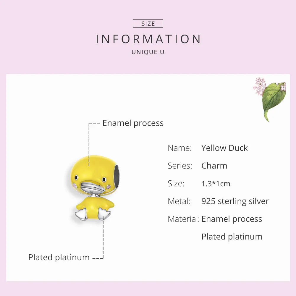 Pandora Style Silver Yellow Duck Charm - SCC1501