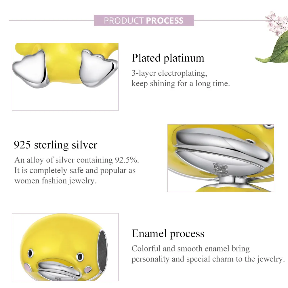 Pandora Style Silver Yellow Duck Charm - SCC1501