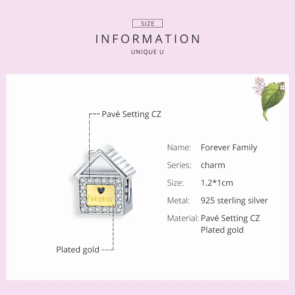 Pandora Style Two Tone Bicolor Forever Family Charm - SCC1330