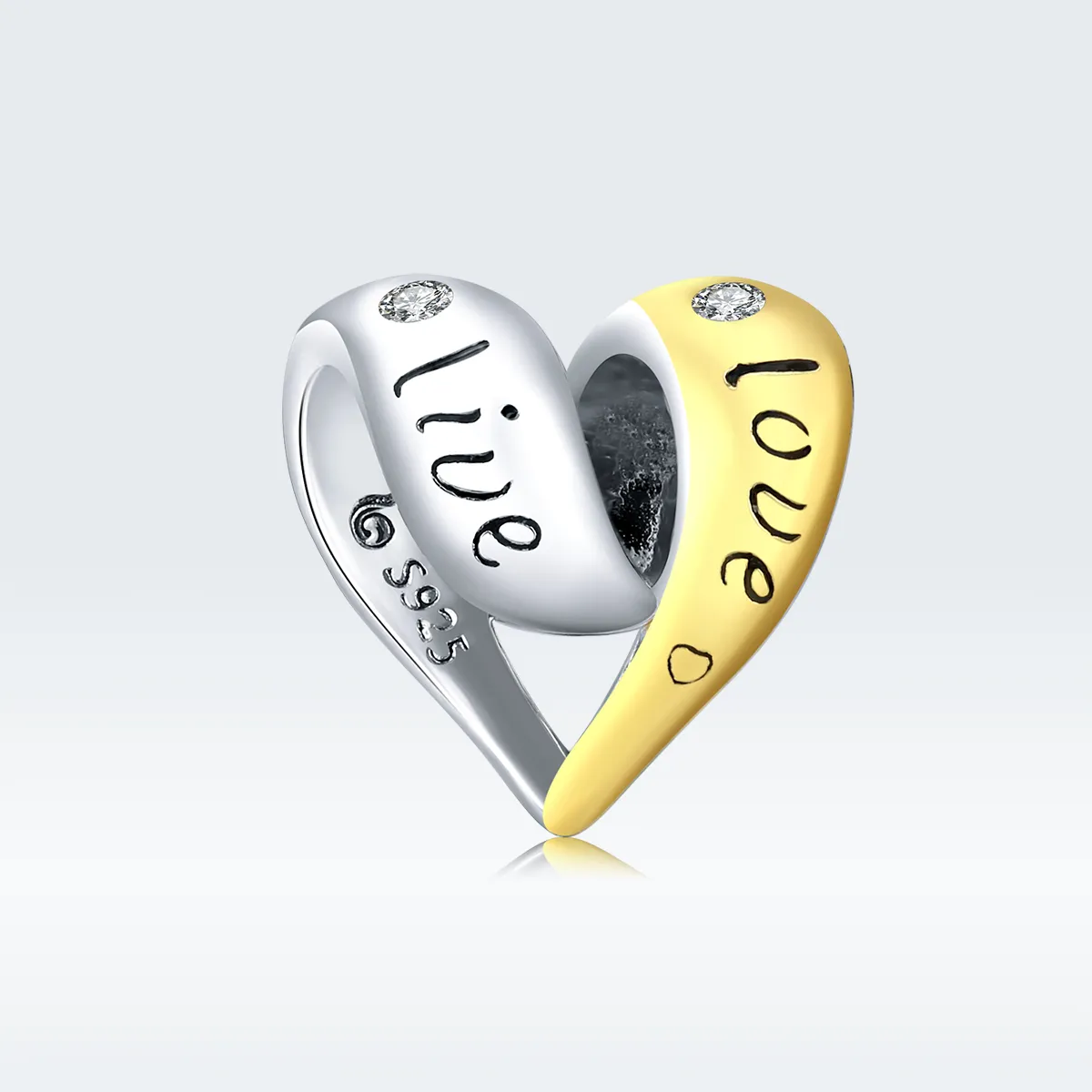Pandora Style Two Tone Bicolor In Love Charm - BSC227