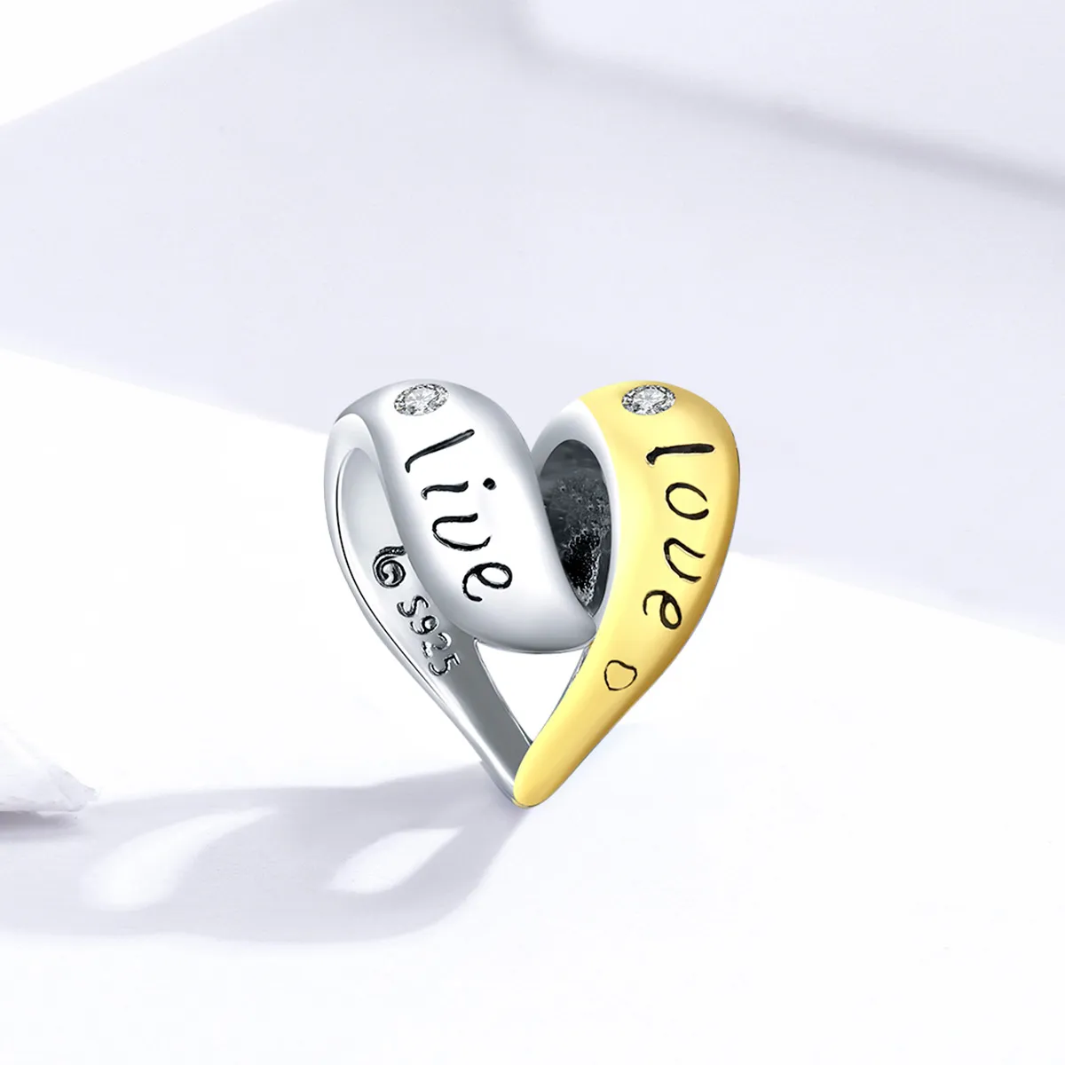 Pandora Style Two Tone Bicolor In Love Charm - BSC227