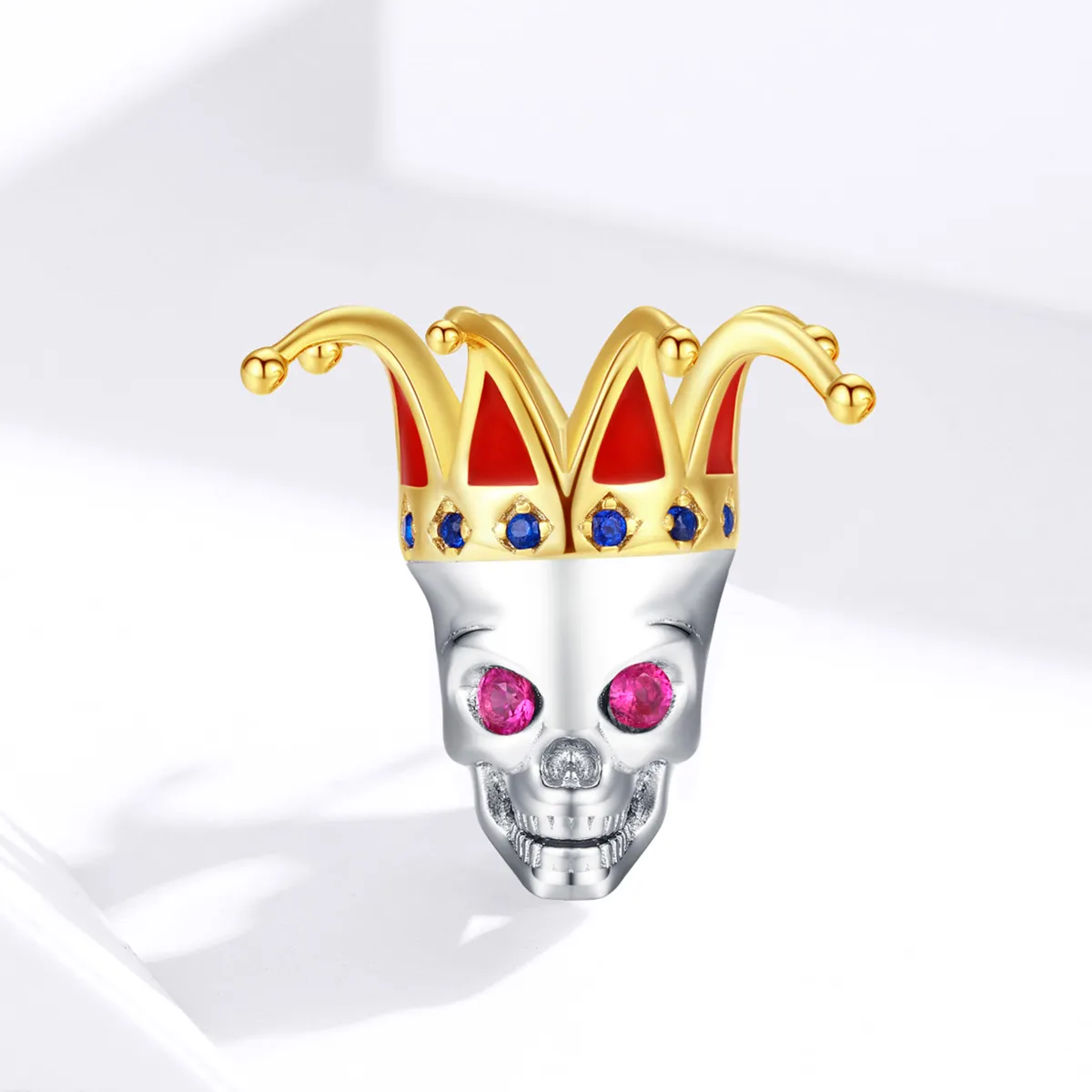 Pandora Style Two Tone Bicolor Skull of Clown Charm - SCC1363