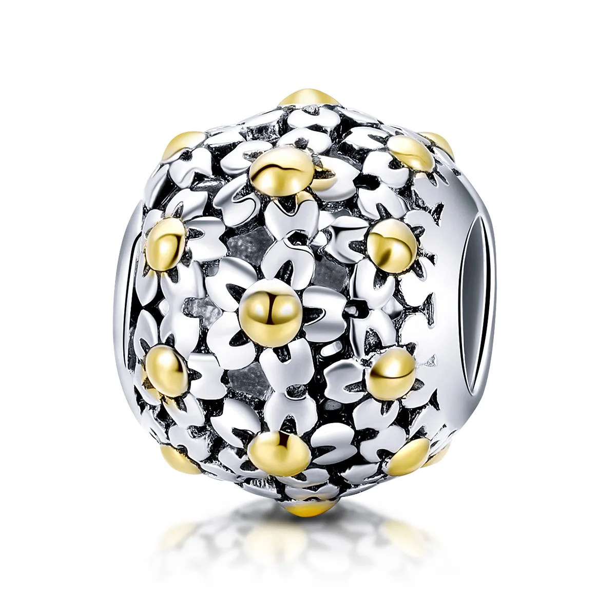 Pandora Style Two Tone Embrace of The Flowers Charm - SCC717