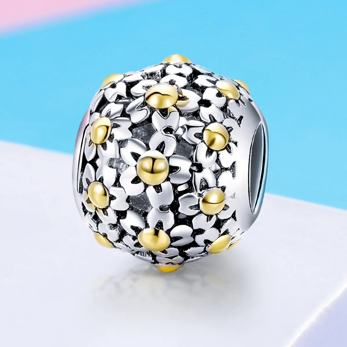 Pandora Style Two Tone Embrace of The Flowers Charm - SCC717