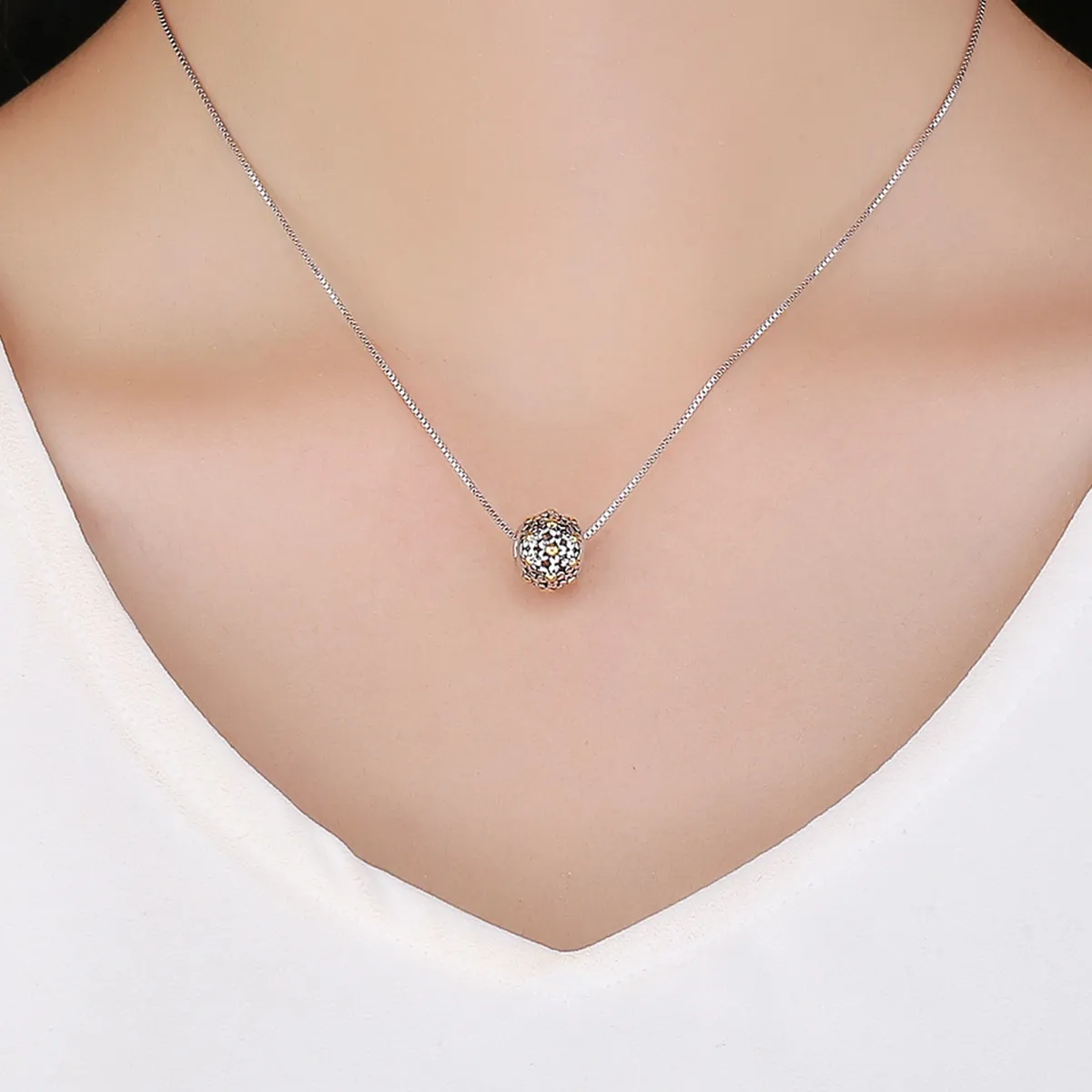 Pandora Style Two Tone Embrace of The Flowers Charm - SCC717