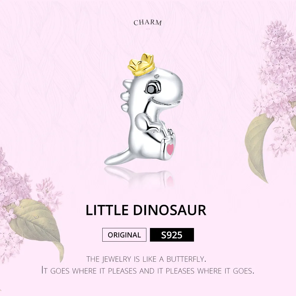 Pandora Style Two Tone Little Dinosaur Charm - SCC1674