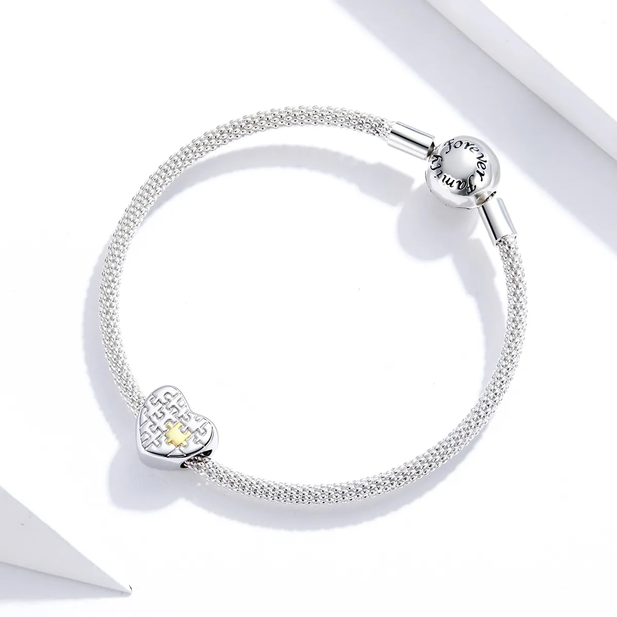 Pandora Style Two Tone Love Puzzles Charm - SCC1673