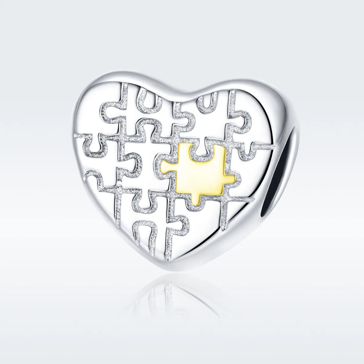Pandora Style Two Tone Love Puzzles Charm - SCC1673