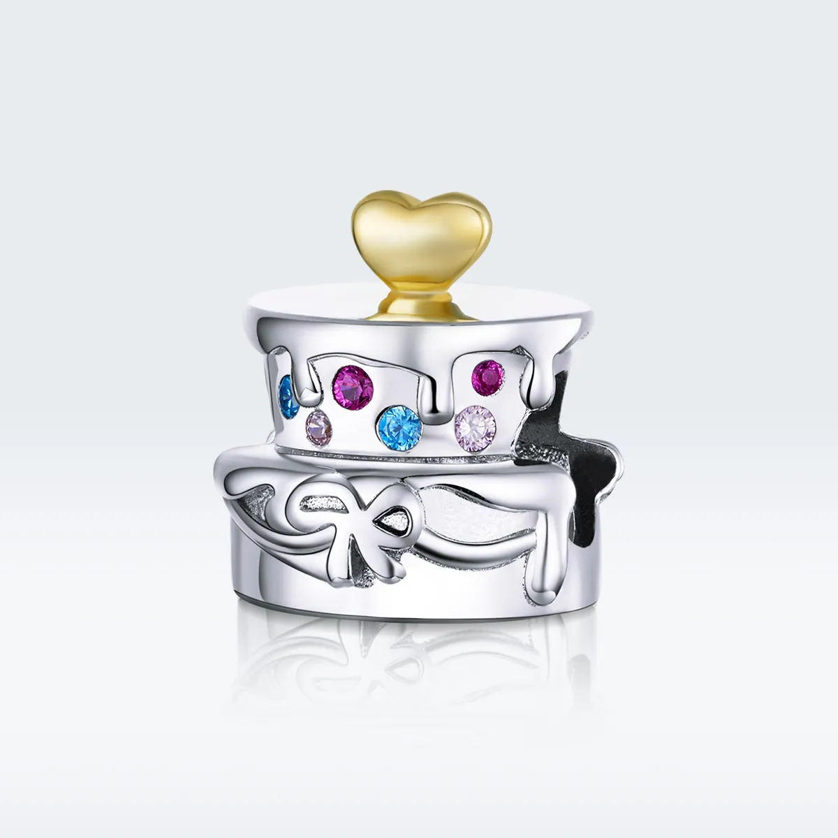 Pandora Style Two Tone Wedding Cake Charm - BSC267
