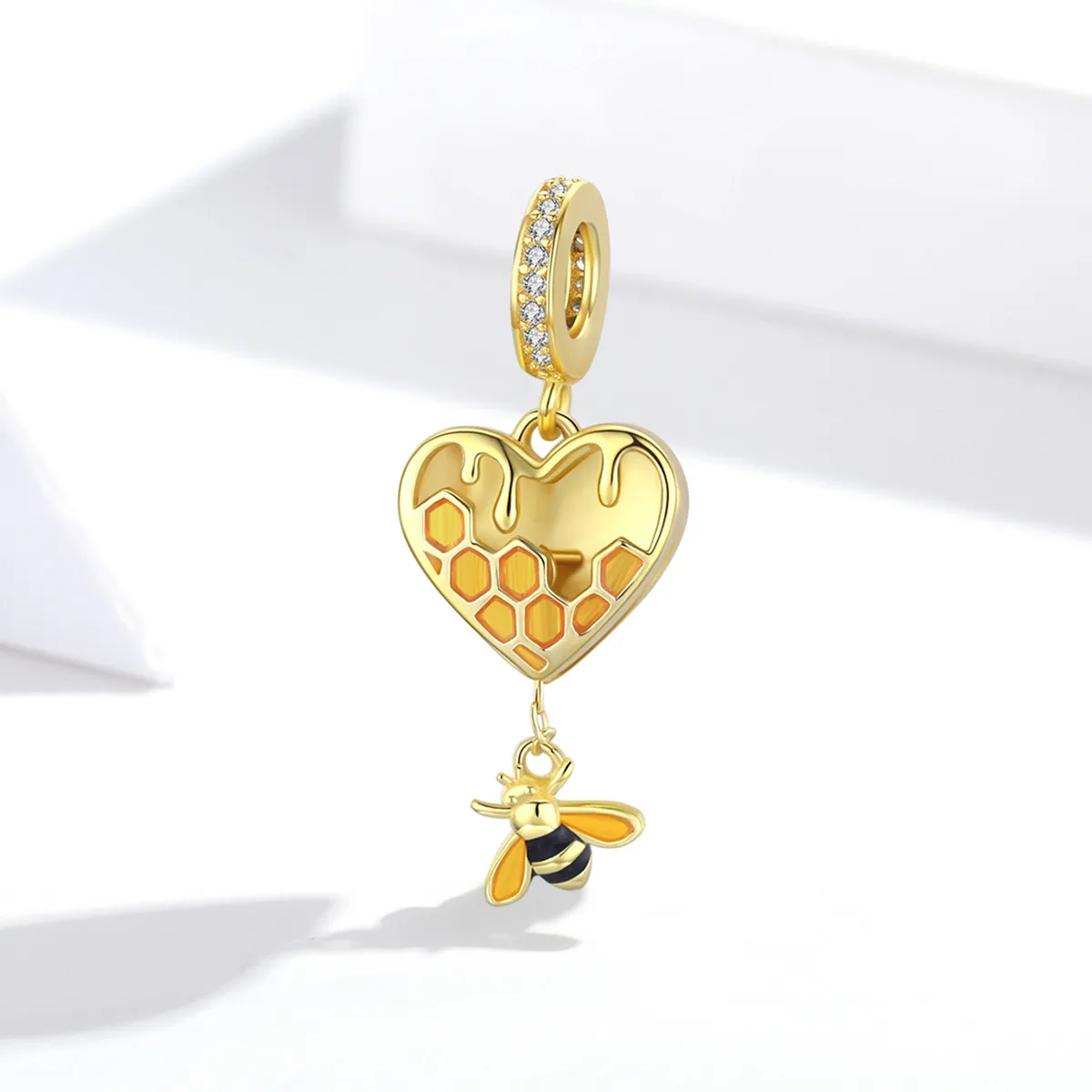 Pandora Style 18ct Gold Plated Love Honeycomb Dangle - SCC1714
