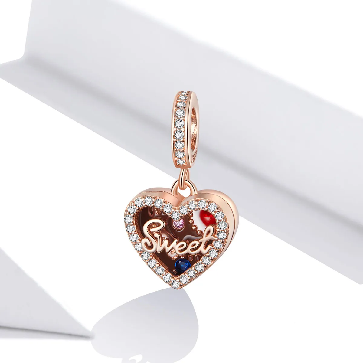 Pandora Style Rose Gold Chocolate Gift Box Dangle - SCC1670