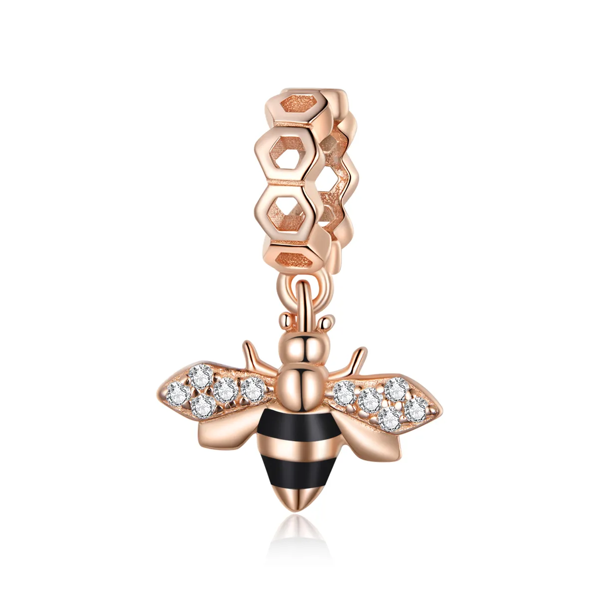 Pandora Style Rose Gold Little Bee Dangle - BSC370