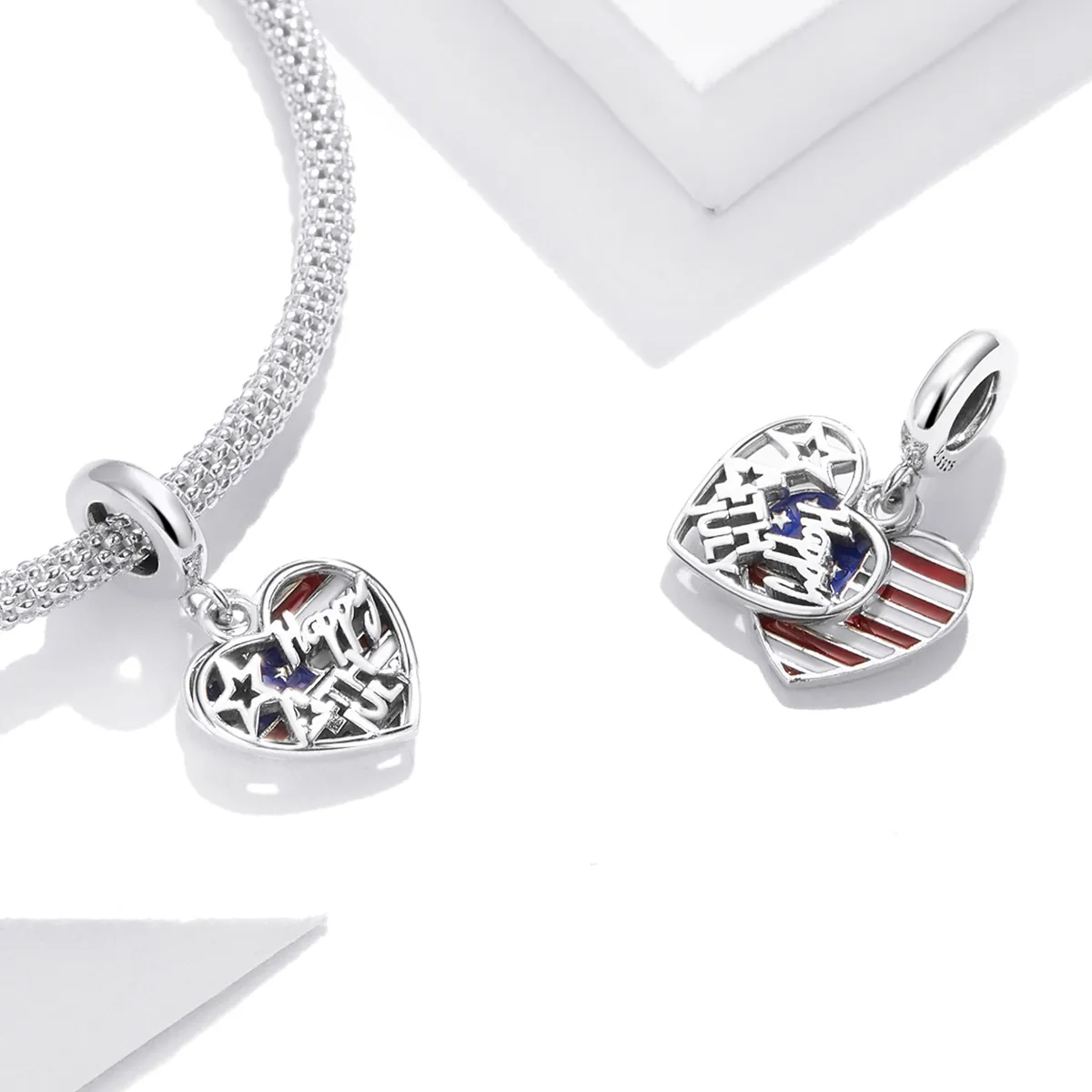 Pandora Style Silver American Independence Day Dangle - SCC1884