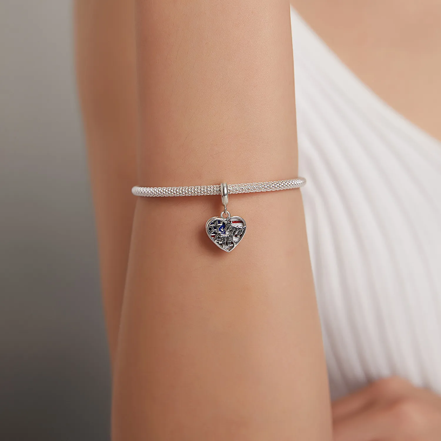 Pandora Style Silver American Independence Day Dangle - SCC1884