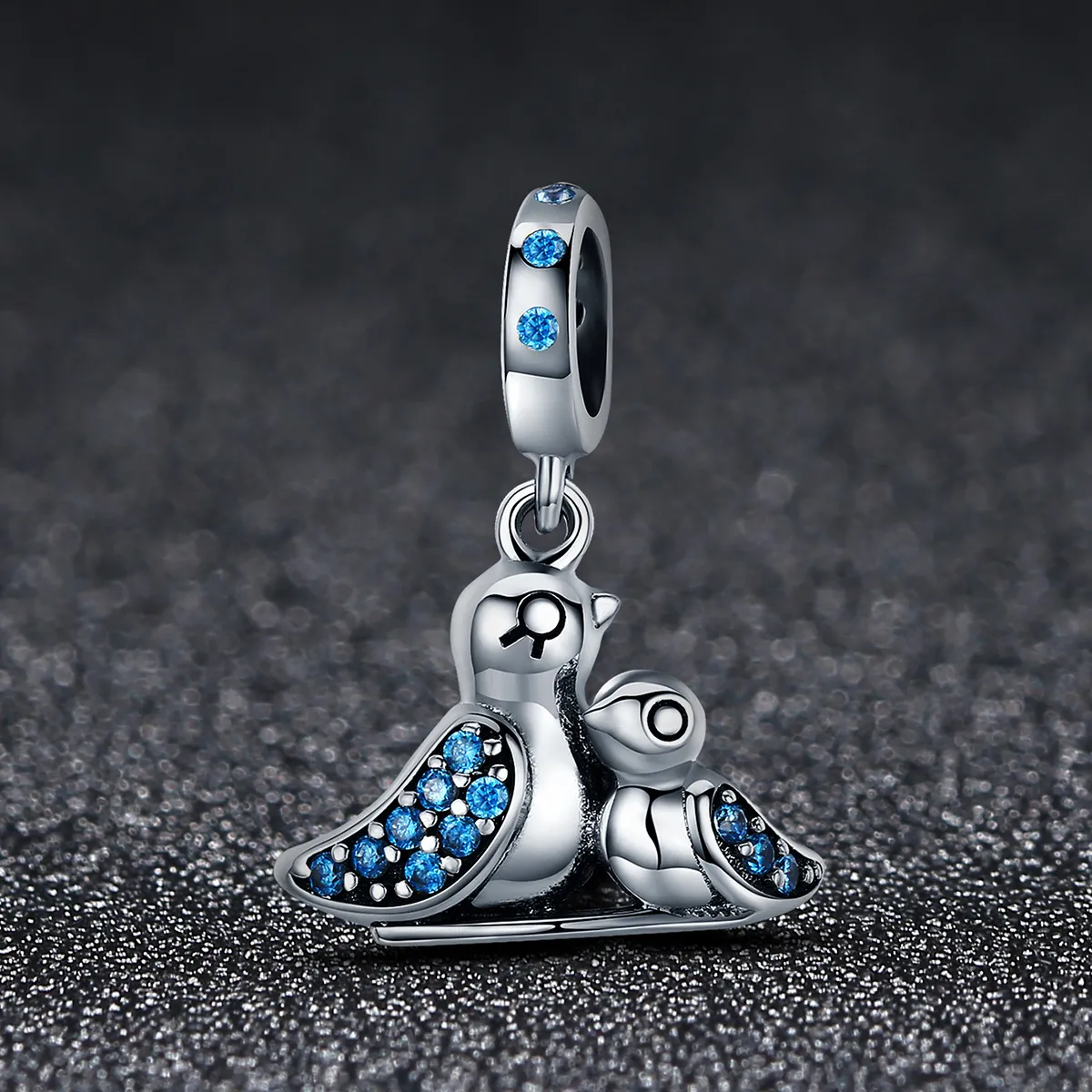 Pandora Style Silver Baby Bird With Mother Dangle - SCC426