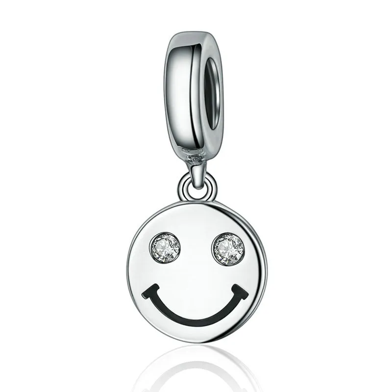 Pandora Style Silver Bicolor Smiley Face Dangle - SCC258
