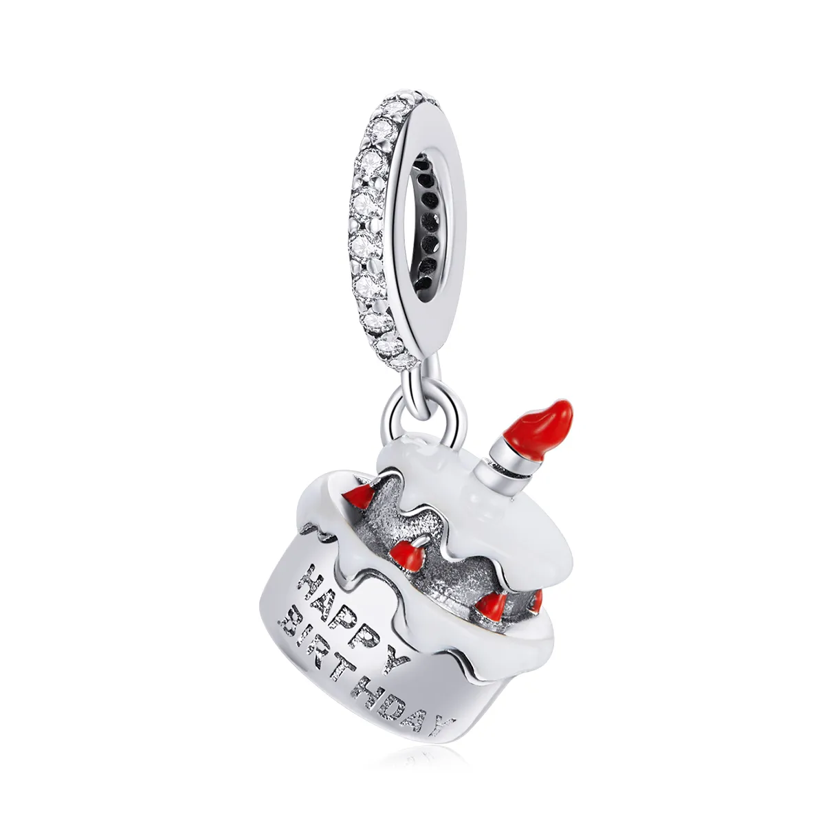 Pandora Style Silver Birthday Cake Dangle - SCC1848