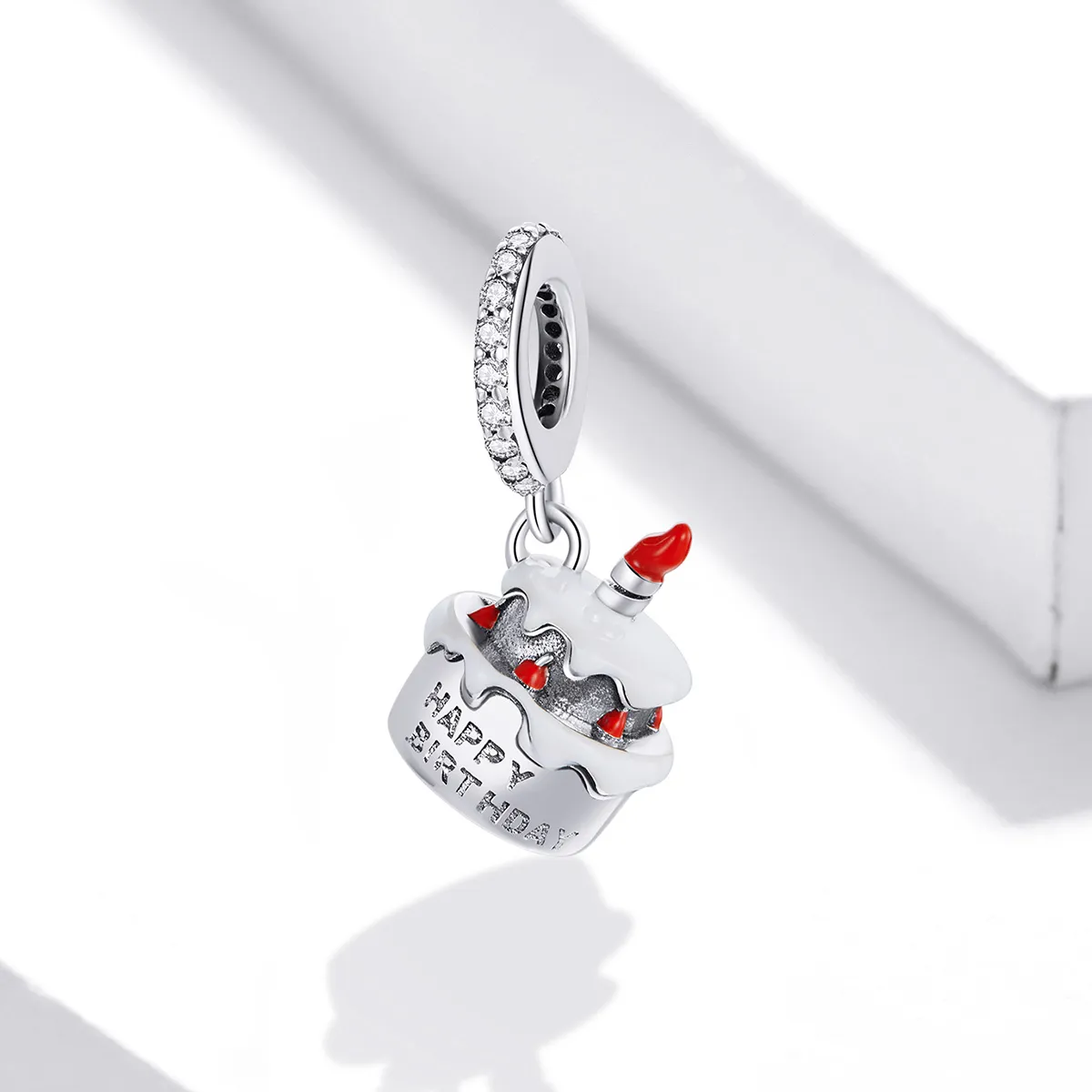 Pandora style silver Birthday Cake Dangle SCC1848