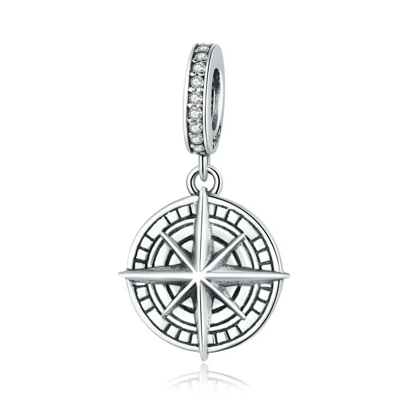 Pandora Style Silver Compass Dangle - BSC383