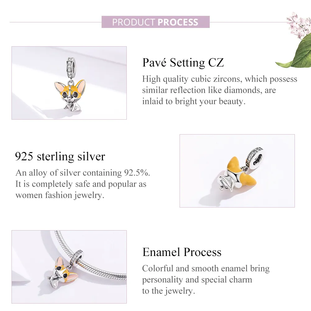 Pandora Style Silver Corgi Dangle - BSC078