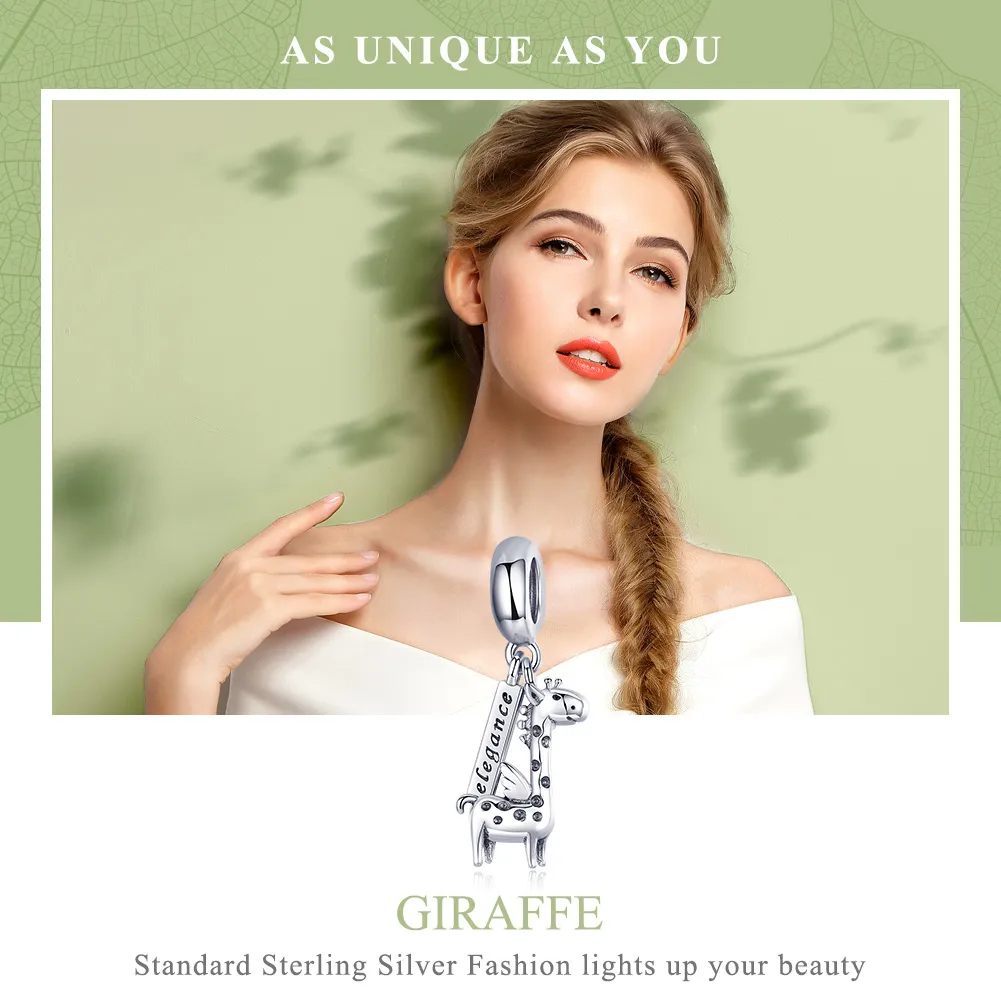 Pandora Style Silver Cute Giraffe Dangle - SCC976