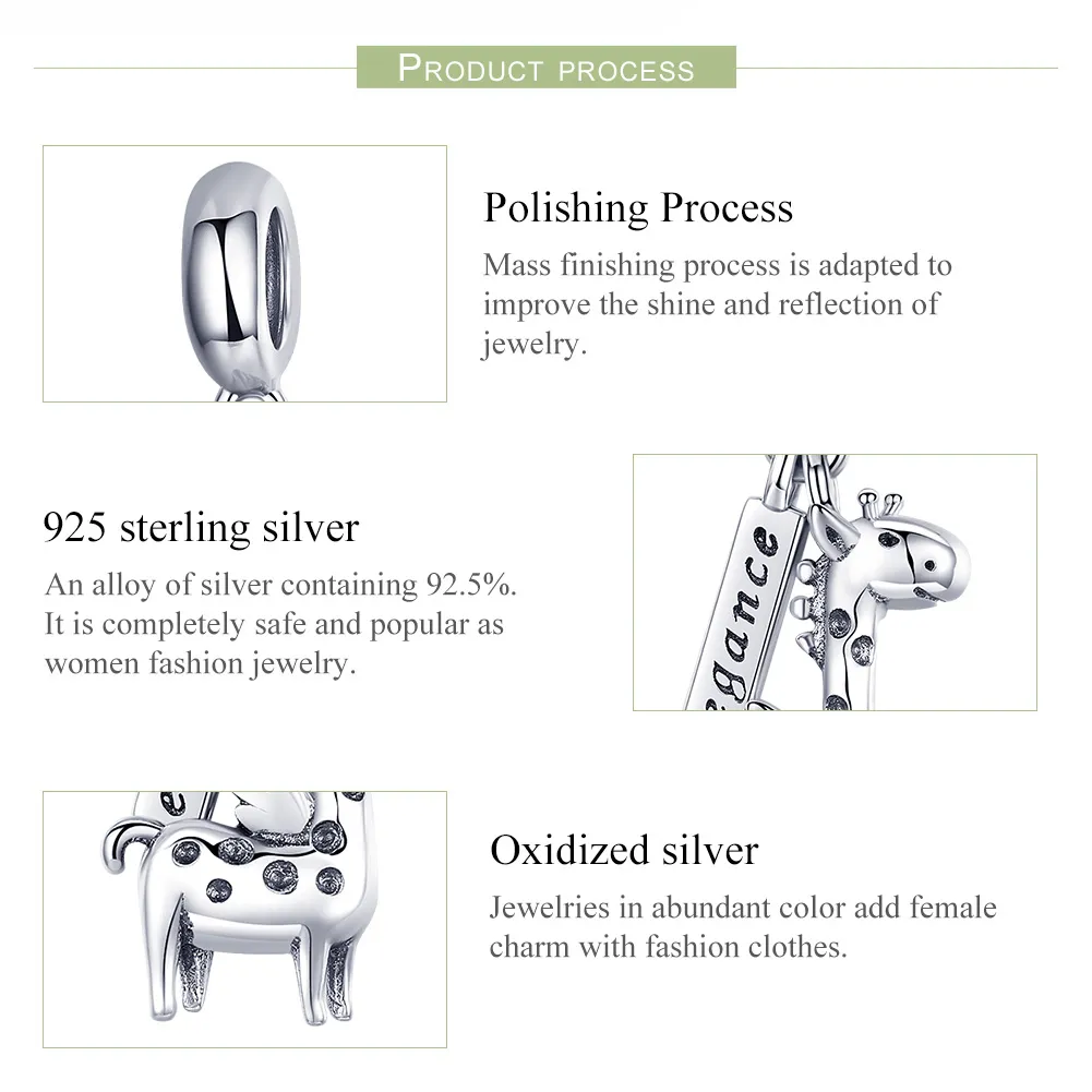 Pandora Style Silver Cute Giraffe Dangle - SCC976