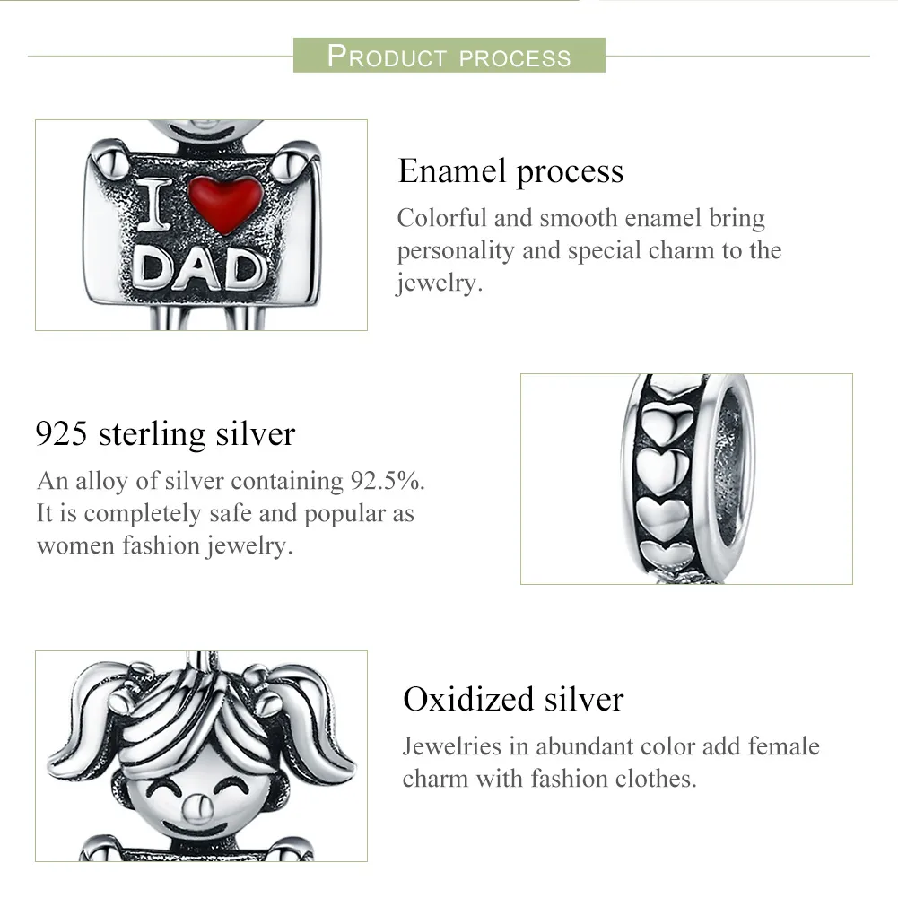 Pandora Style Silver Daddy'S Girl Dangle - SCC690